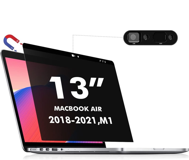 PYS macbook air 13 inch privacy screen Compatible with MacBook Air 13.3'(Released in 2018-2021: A1932,A2179,A2337)-Anti Glareï¼ŒWebcam Cover Sliderï¼ŒProvide Privacy, Ultra Slimï¼ŒEasy On - Image 1